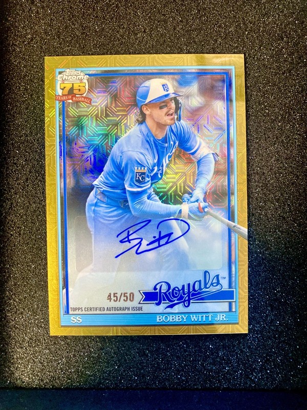 2026 Topps Series 1 1991 Topps Chrome Gold Mojo Auto Bobby Witt Jr. /50 #91C-19