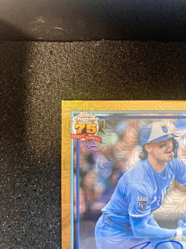 2026 Topps Series 1 1991 Topps Chrome Gold Mojo Auto Bobby Witt Jr. /50 #91C-19 view 2