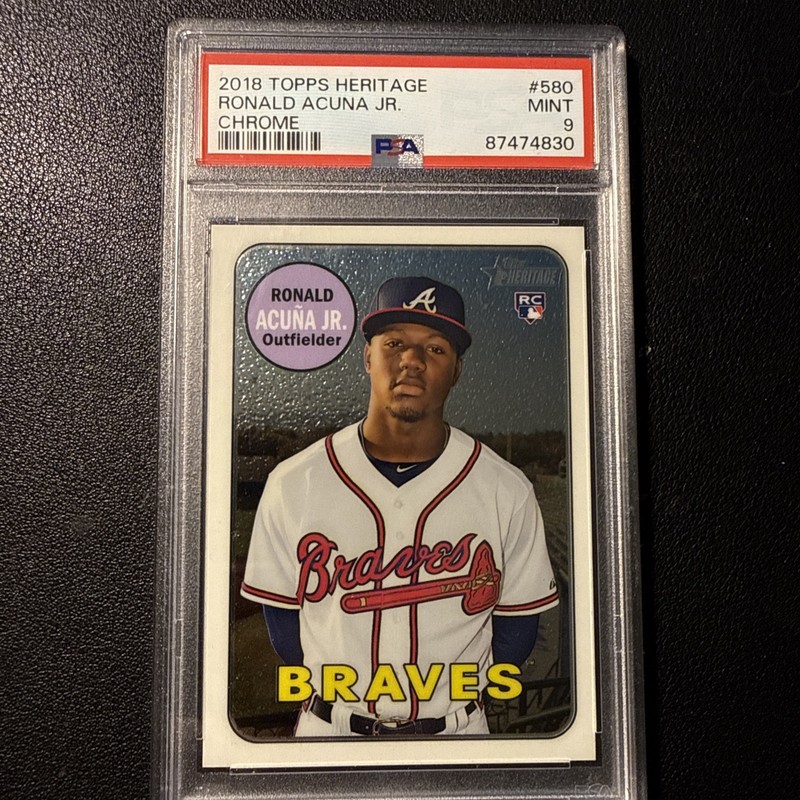 2018 TOPPS HERITAGE CHROME #580 RONALD ACUNA JR. ROOKIE RC 509/999 PSA 9
