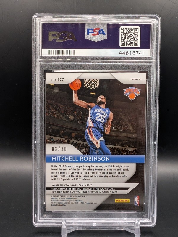 2018-19 Panini Prizm Fast Break Bronze Prizm #/20 Mitchell Robinson RC PSA 10  view 2
