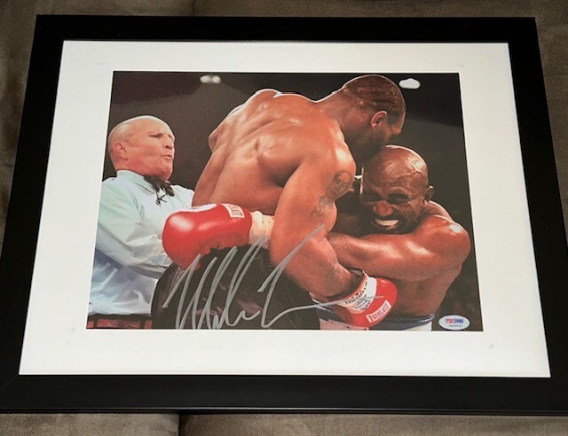 Iron Mike Tyson Framed Autograph - Evander Holyfield Fight (PSA)