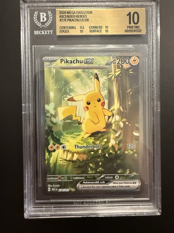 BGS Pristine 10 Pikachu EX 276/217 SIR Ascended Heroes Mega Evolution Pokémon