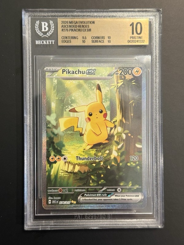BGS Pristine 10 Pikachu EX 276/217 SIR Ascended Heroes Mega Evolution Pokémon view 2