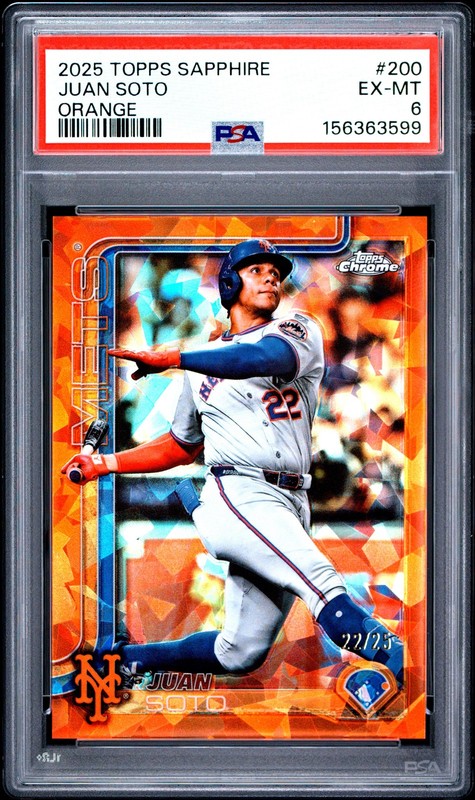 2025 Topps Chrome Sapphire #200 Juan Soto Orange Refractor /25 PSA 6