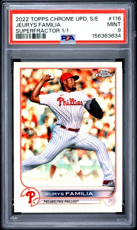 2022 Topps Chrome Update Sapphire #116 Jeurys Familia Superfractor 1/1 PSA 9