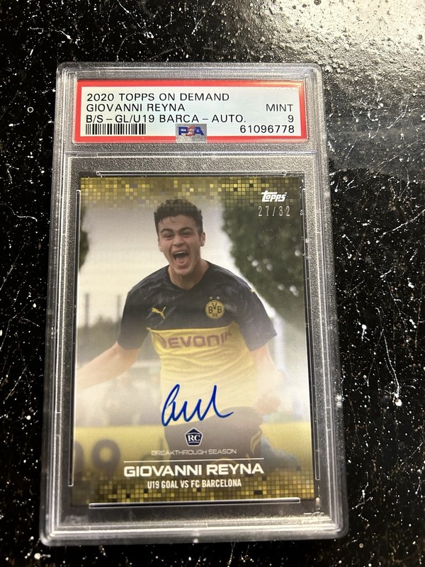 2020 Topps On Demand Gio Giovanni Reyna PSA 9 RC Rookie On Card Auto Autograph
