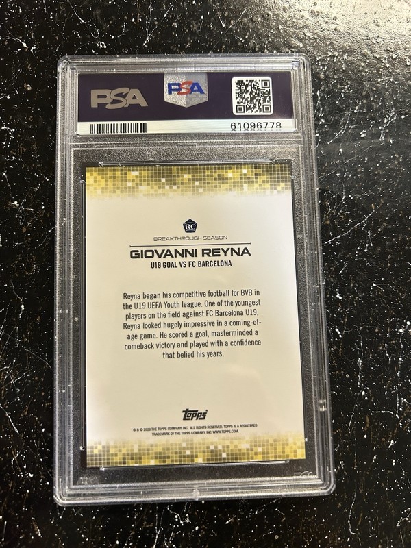 2020 Topps On Demand Gio Giovanni Reyna PSA 9 RC Rookie On Card Auto Autograph view 2
