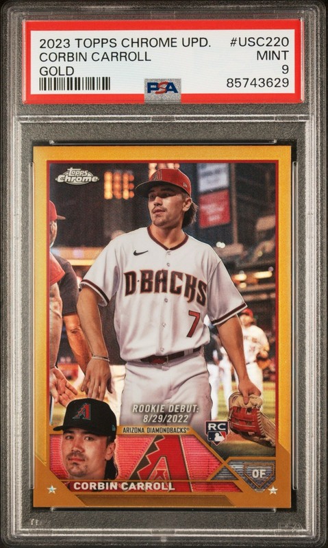 2023 Topps Chrome Update Corbin Carroll Rookie Debut Gold /50 PSA 9