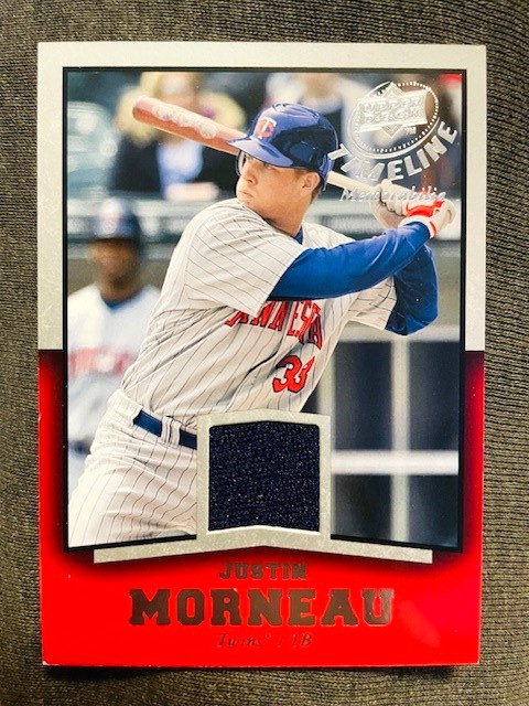 2008 Upper Deck Timeline Justin Morneau Game Used Worn Jersey Relic Card