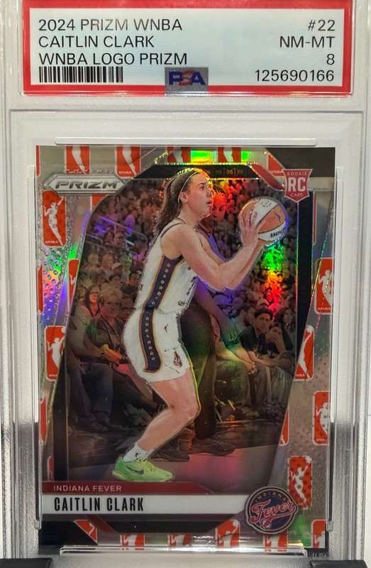 2024 Panini Prizm WNBA #22 Caitlin Clark WNBA Logo Prizms RC PSA 8