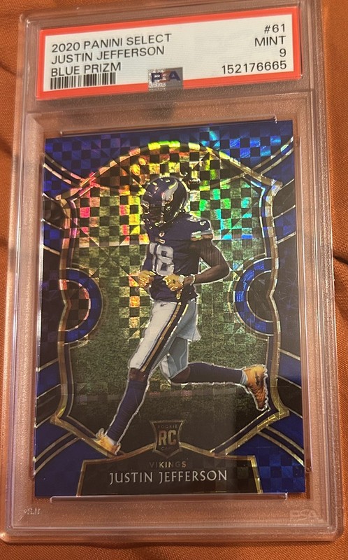 2020 PANINI SELECT BLUE PRIZM #61 JUSTIN JEFFERSON ROOKIE RC 138/175 PSA 9