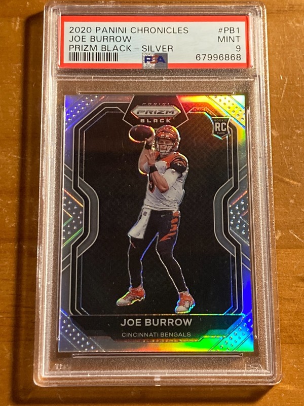 2020 Panini Chronicles Joe Burrow Prizm Black Silver RC Rookie #PB-1 PSA 9 MINT