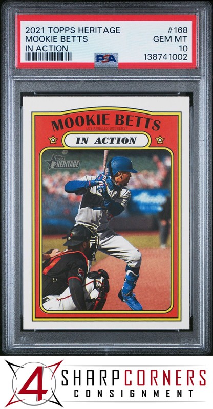 2021 TOPPS HERITAGE IN ACTION #168 MOOKIE BETTS PSA 10