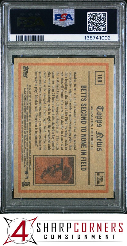 2021 TOPPS HERITAGE IN ACTION #168 MOOKIE BETTS PSA 10 view 2