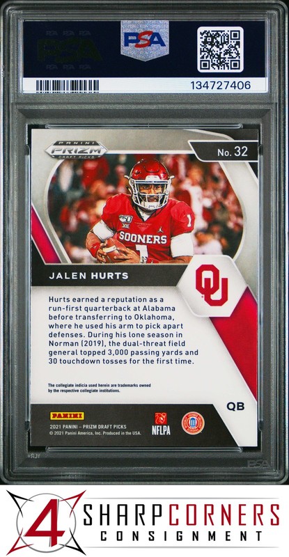 2021 PANINI PRIZM DRAFT PICKS #32 JALEN HURTS PSA 10 view 2