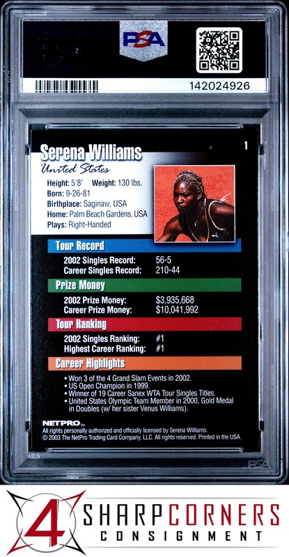 2003 NETPRO #1 SERENA WILLIAMS RC PSA 9 view 2