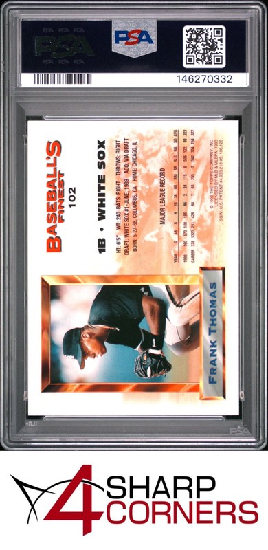 1993 FINEST #102 FRANK THOMAS WHITE SOX HOF PSA 8 view 2