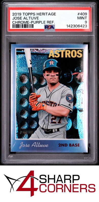 2019 TOPPS HERITAGE CHROME PURPLE REFRACTOR #409 JOSE ALTUVE POP 3 PSA 9