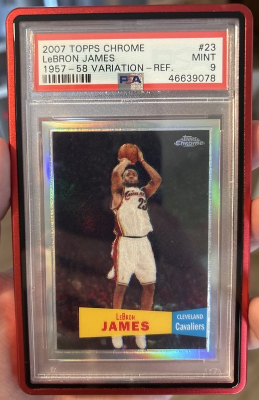 2007-08 Topps Chrome LeBron James #23 Refractor /999 PSA 9 Cavs 57/58 Variation