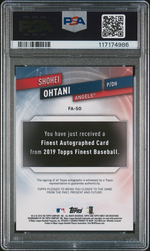 Shohei Ohtani 2019 Topps Finest #FA-SO Chrome Refractor Autograph Auto PSA 9 view 2