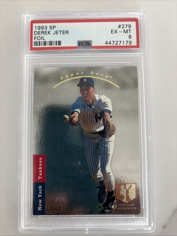 1993 UPPER DECK SP DEREK JETER FOIL ROOKIE CARD # 279 PSA 6 EX-MT (RC) - YANKEES view 2