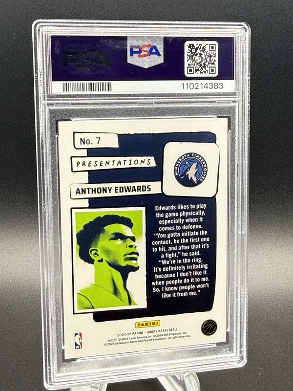 Panini 2024-25 NBA Hoops Presentations #7 Anthony Edwards PSA 10 Timberwolves view 2