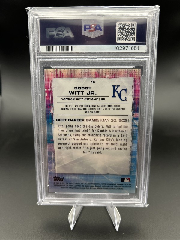 2021 Bobby Witt Jr Bowmans Best #15 Royals  Graded PSA 10 GEM MINT view 2