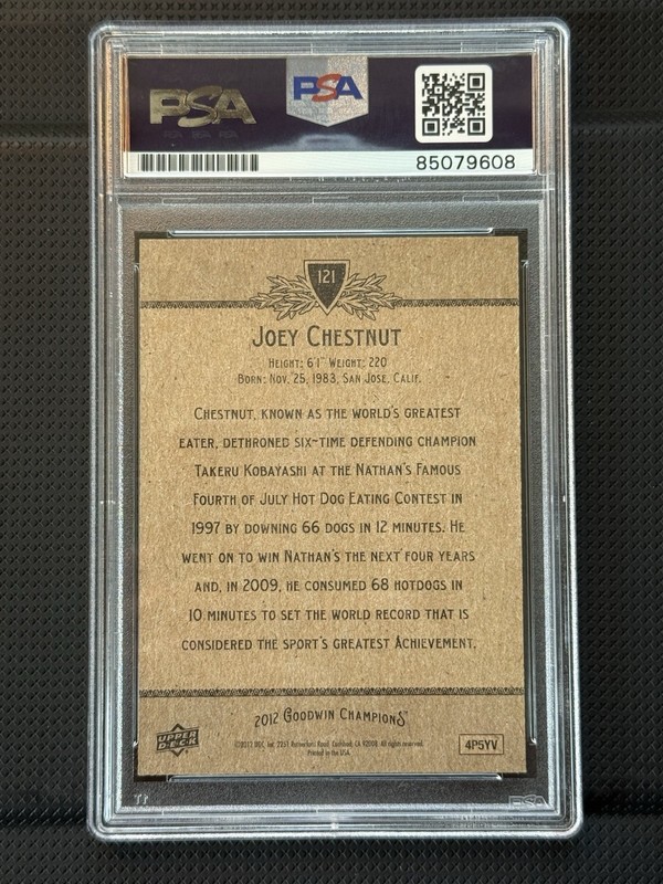 2012 Upper Deck Goodwin Champions - Joey Chestnut #121 AUTHENTIC AUTOGRAPH PSA view 2
