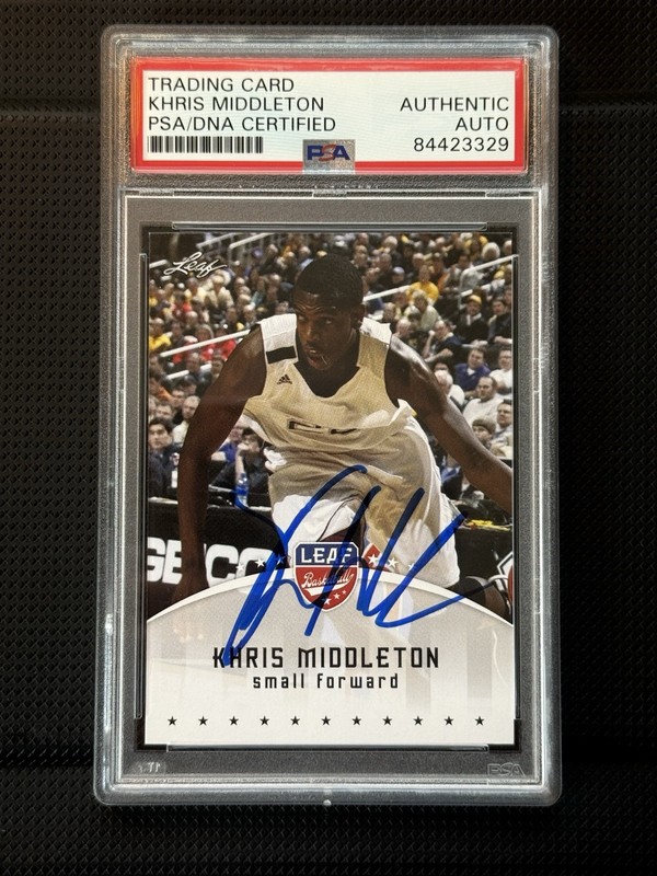 2012 Leaf - Khris Middleton #KM4 (RC) AUTHENTIC AUTOGRAPH PSA