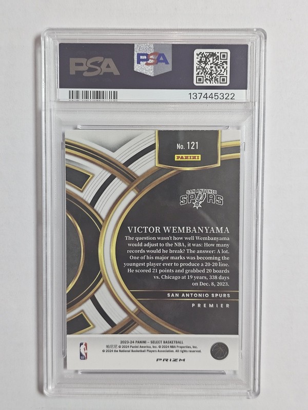 2023 Select Victor Wembanyama #121 Tri-Color  Premier Rookie RC PSA 10!!! 👽👽👽 view 2
