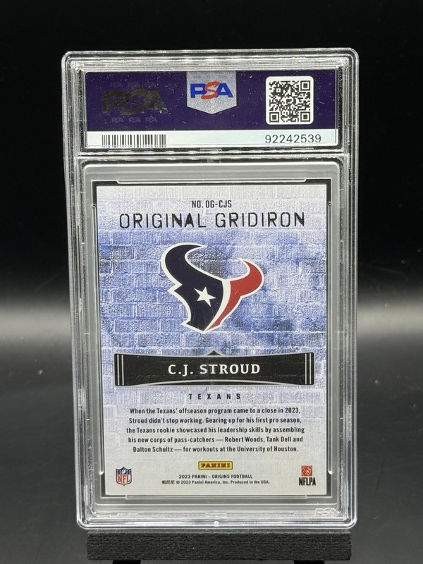 2023 Panini Origins - Original Gridiron C.J. Stroud #OG-CJS (RC) PSA 8 NM-MT view 2