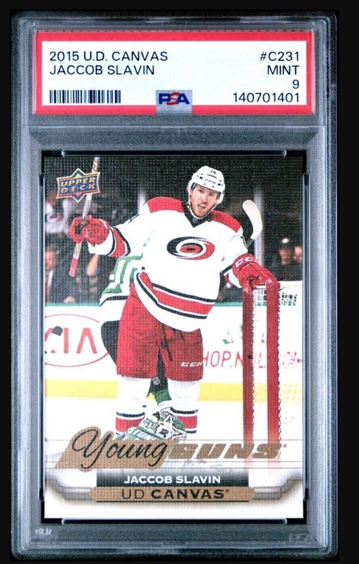 2015-16 Upper Deck UD Canvas Young Guns Jaccob Slavin #C231 PSA 9 HURRICANES 🏆