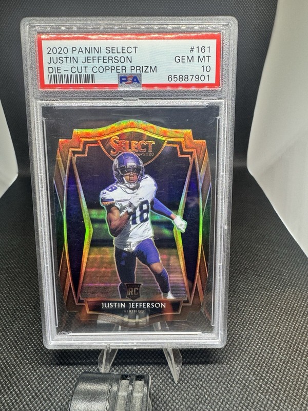 2020 PANINI SELECT JUSTIN JEFFERSON DIE - CUT COPPER PRIZM /355 PSA 10