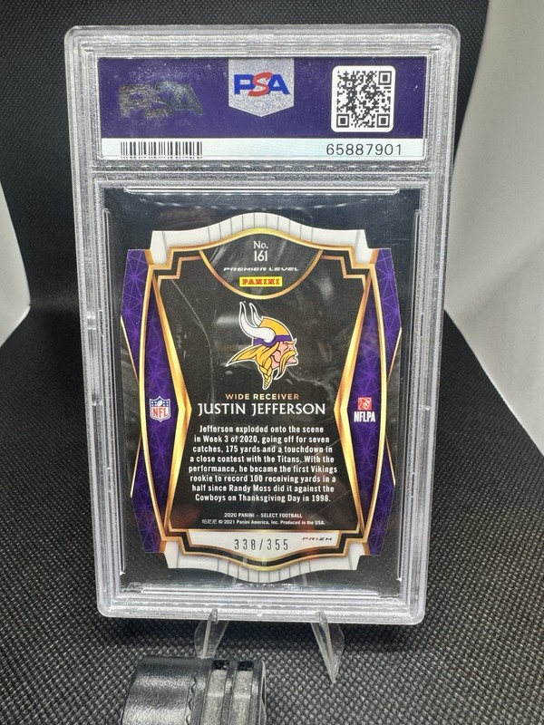 2020 PANINI SELECT JUSTIN JEFFERSON DIE - CUT COPPER PRIZM /355 PSA 10 view 2