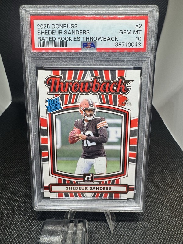 2025 DONRUSS SHEDEUR SANDERS RATED ROOKIES THROWBACK PSA 10