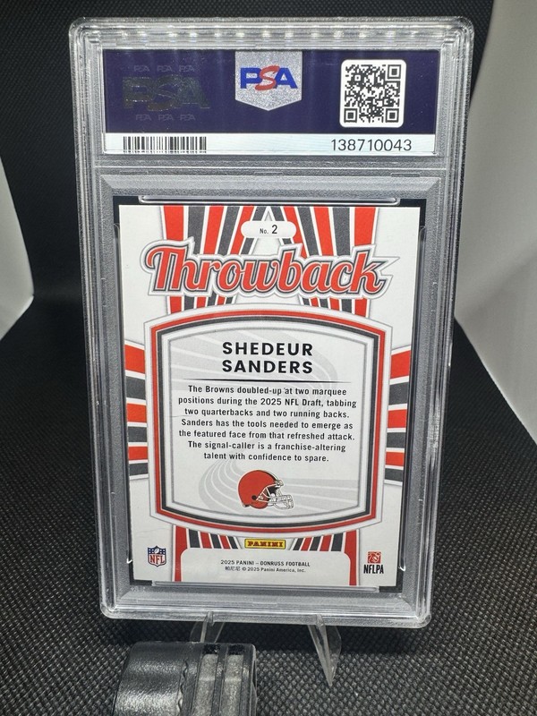2025 DONRUSS SHEDEUR SANDERS RATED ROOKIES THROWBACK PSA 10 view 2