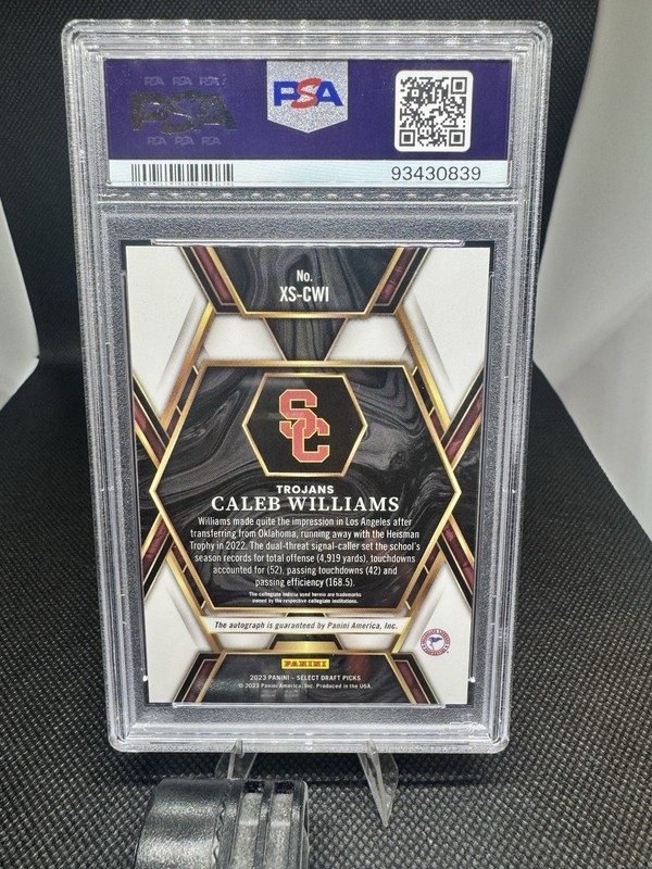 2023 SELECT DRAFT PICKS CALEB WILLIAMS X-FACTOR SIGNATURE PSA 10 view 2