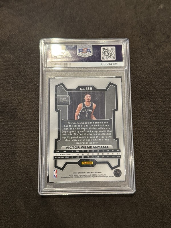 Victor Wembanyama 2023 Prizm Rookie Card PSA 10 #136 Spurs Wemby RC 🔥 view 2