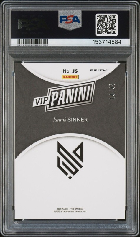 2025 Panini NSCC VIP GOLD #JS Jannik Sinner National Sparkle /45 Auto PSA 9 RC view 2