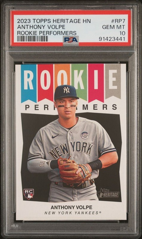 2023 Topps Heritage High Number #RP7 Anthony Volpe Rookie Performers PSA 10