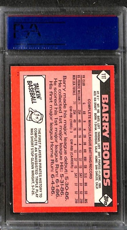 1986 Topps #11T Traded Barry Bonds RC Rookie PSA 8 NM-MT 09167824  view 2