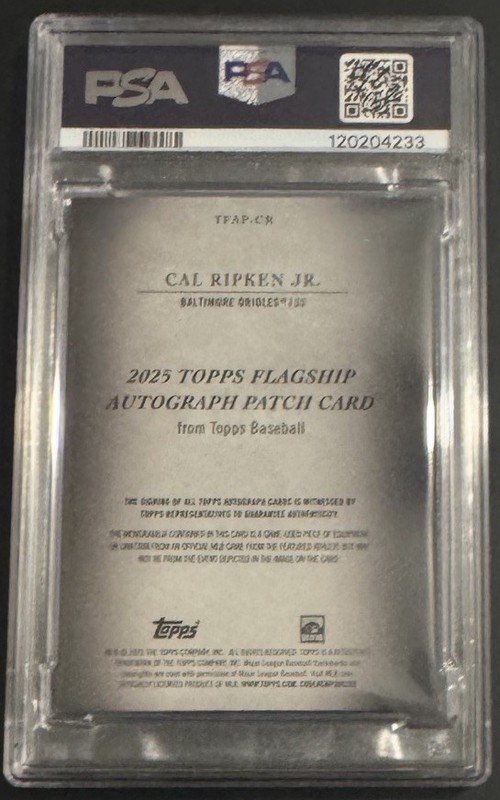 2025 Topps Cal Ripken Jr. Flagship Autograph Patch /15 TFAP-CR PSA Authentic  view 2