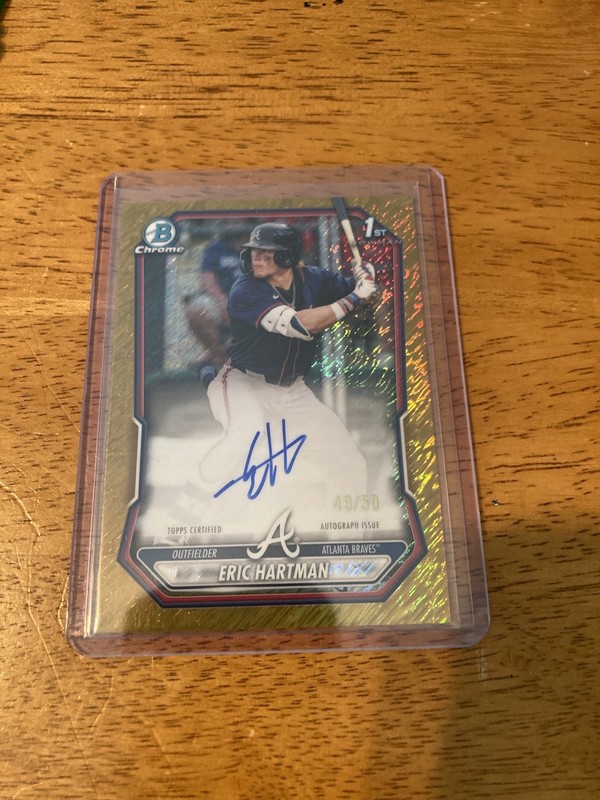 2026 Bowman Eric Hartman Chrome Auto Gold Shimmer Refractor 1st Braves /50