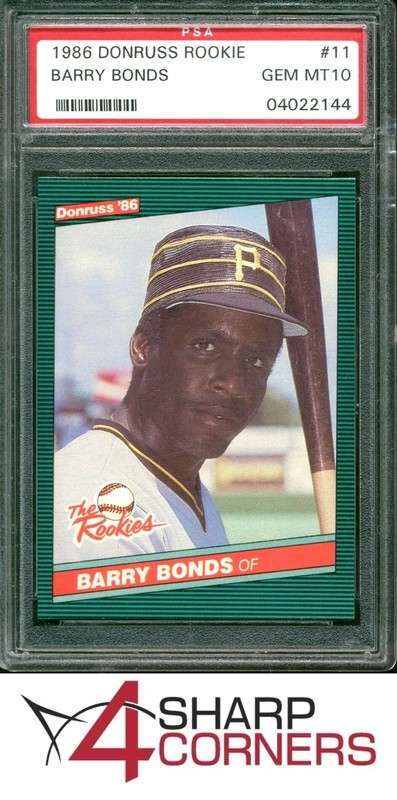 1986 DONRUSS ROOKIES #11 BARRY BONDS RC PIRATES PSA 10