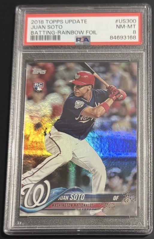 2018 Topps Update Juan Soto Rainbow Foil RC #US300 Nationals PSA 8