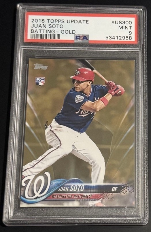 2018 Topps Update Juan Soto Gold Parallel RC /2018 #US300 Nationals PSA 9