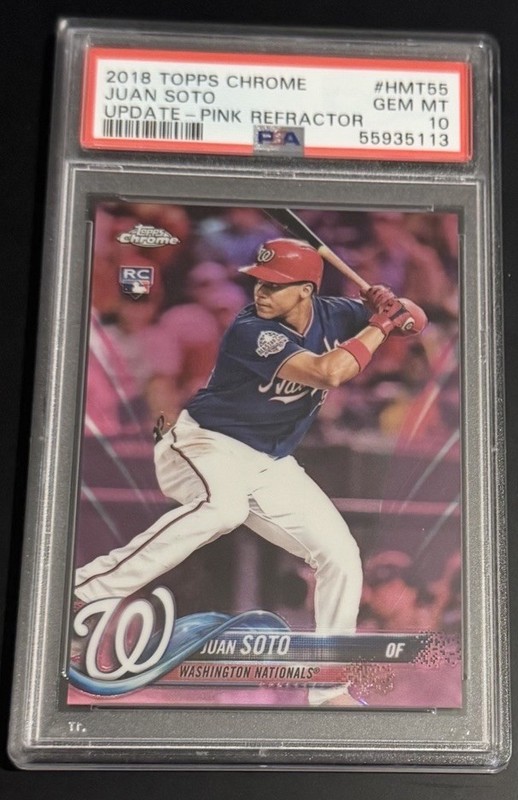2018 Topps Chrome Update Juan Soto Pink Refractor RC #HMT55 Nationals PSA 10