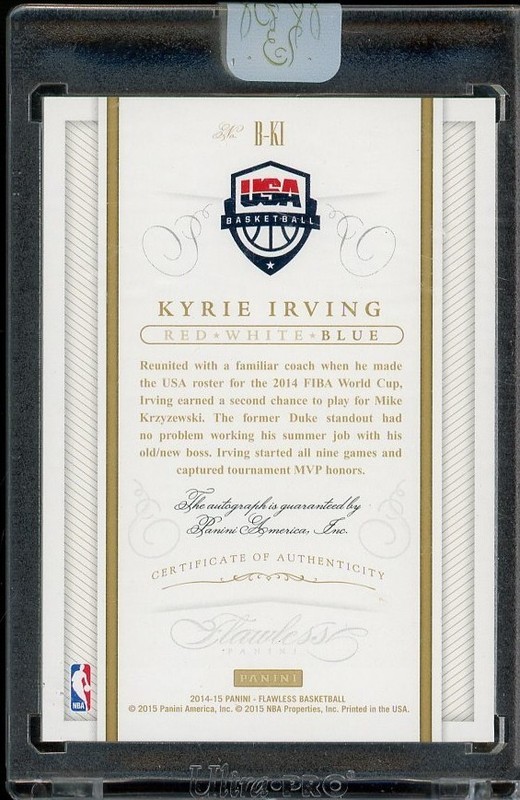 2014-15 Panini Flawless KYRIE IRVING USA Olympics Gold Auto Blue #14/25 view 2
