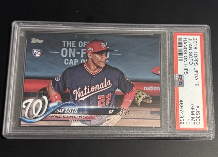 2018 Topps Update Juan Soto SP Hands On Hip Image Variation RC #US300 PSA 10