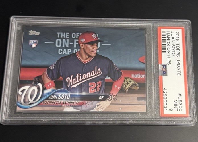 2018 Topps Update Juan Soto SP Hands On Hip Image Variation RC #US300 PSA 9